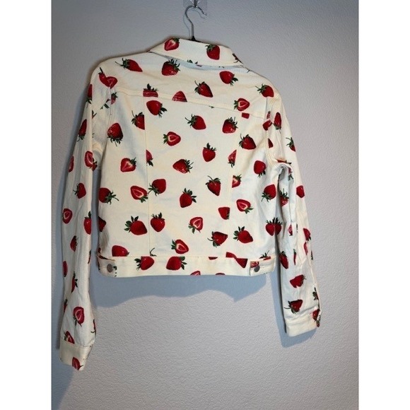 Dangerfield Dolls Kill Strawberry Drill Print Denim Jacket Trucker Coat sz 10 - Picture 10 of 11
